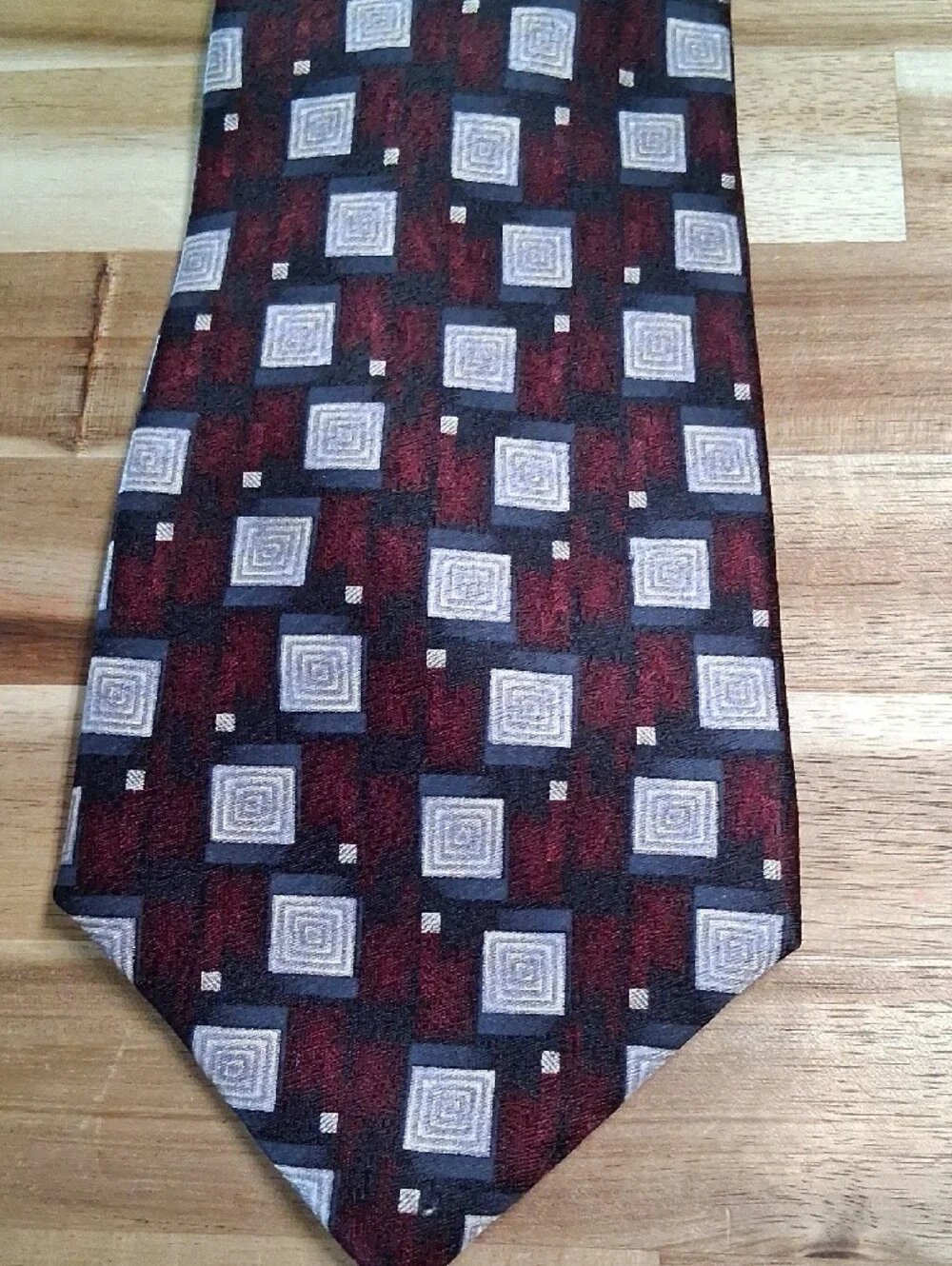 3 Pierre Cardin Neckties Classic Office Style Geometric Abstract Red Blue Grey